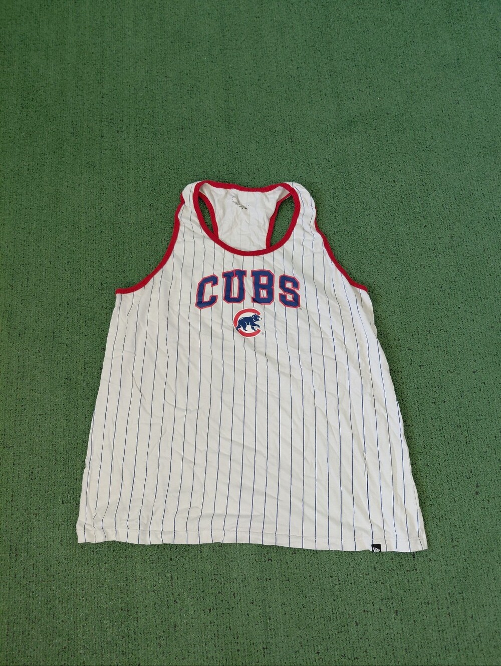 Womens MLB Chicago Cubs Baseball Pinstripe Racerback Tank Top Sz XXL